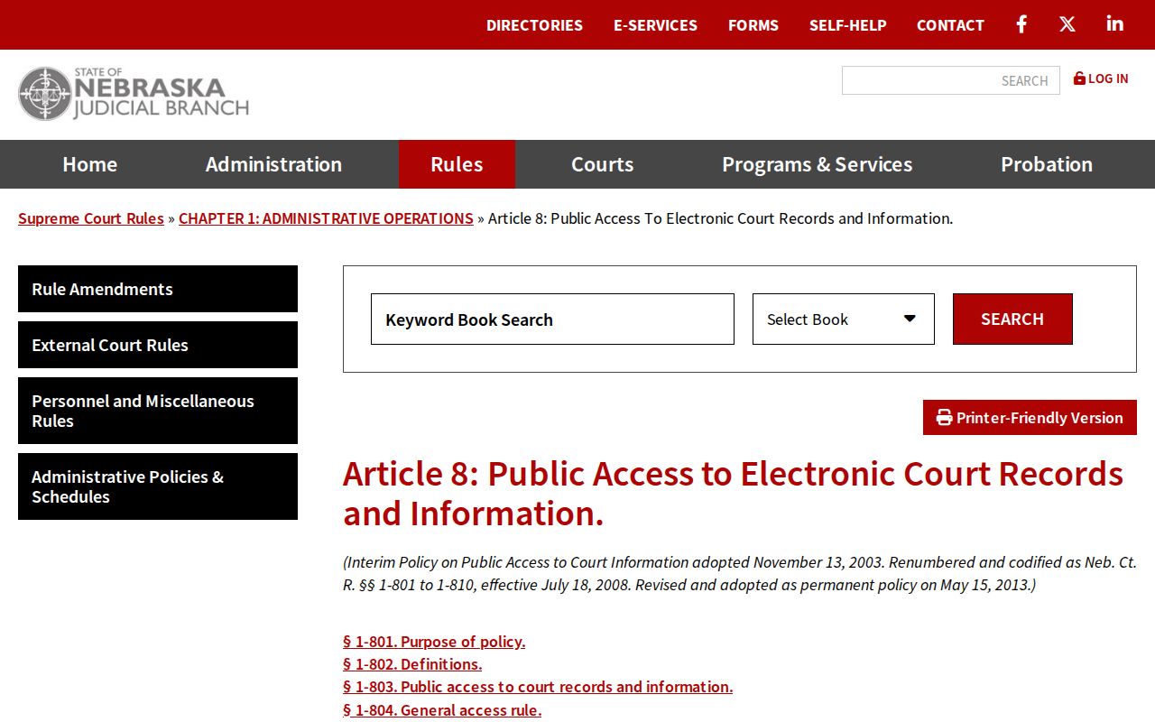 Garden County case search public electronic court-record access rule