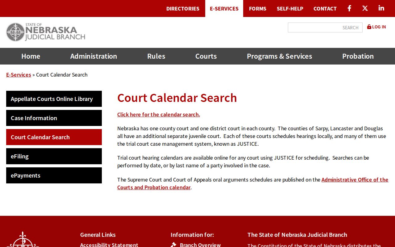 Garden County court calendar date and last-name search help