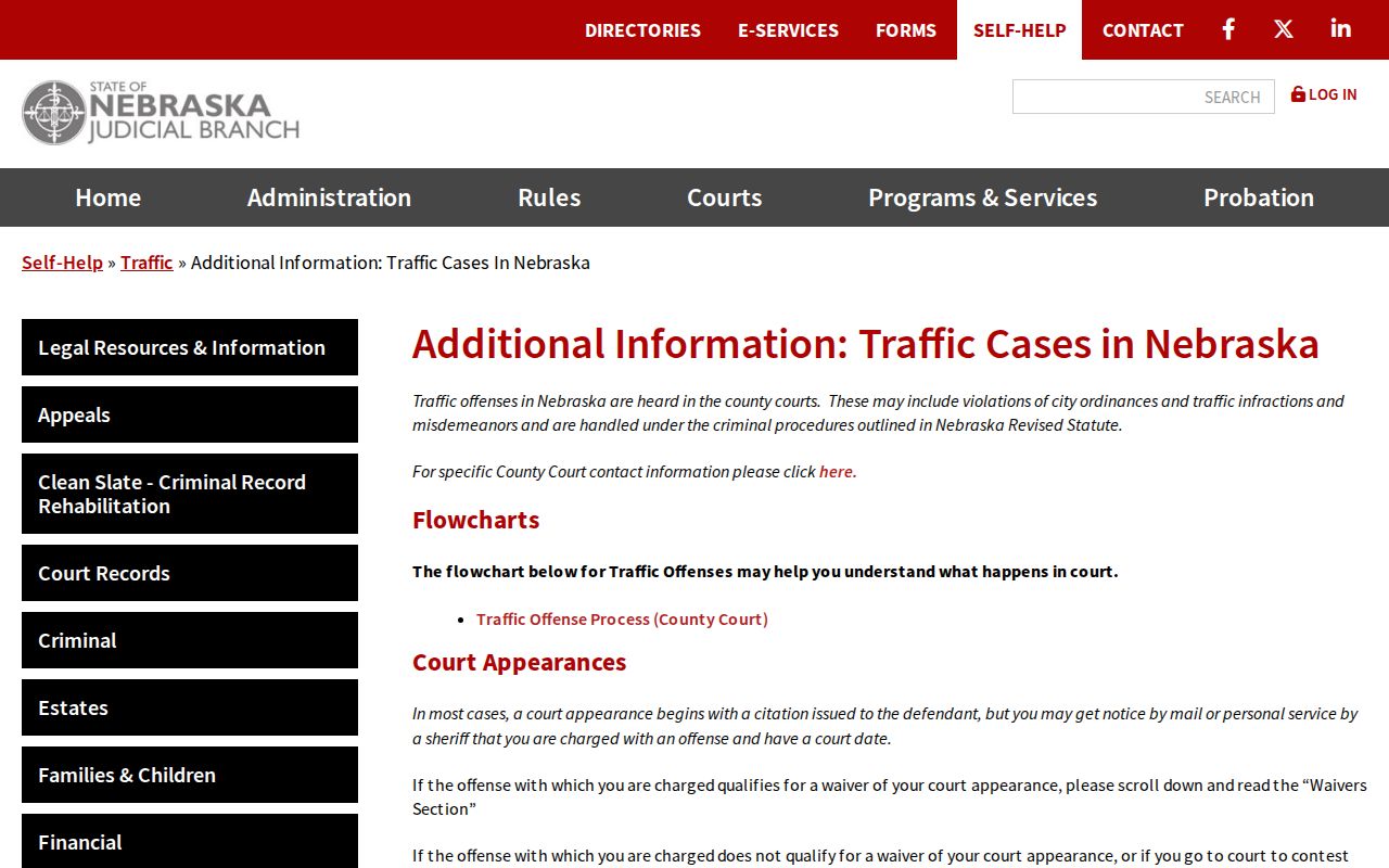 Garden County traffic court records guidance from Nebraska Judicial Branch